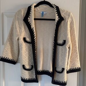 CAbi Cream and Black Cardigan Sweater